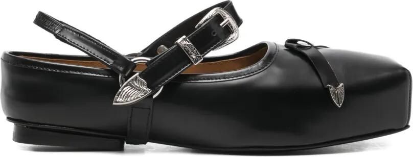 Toga Pulla Leren loafers met afneembare band Zwart