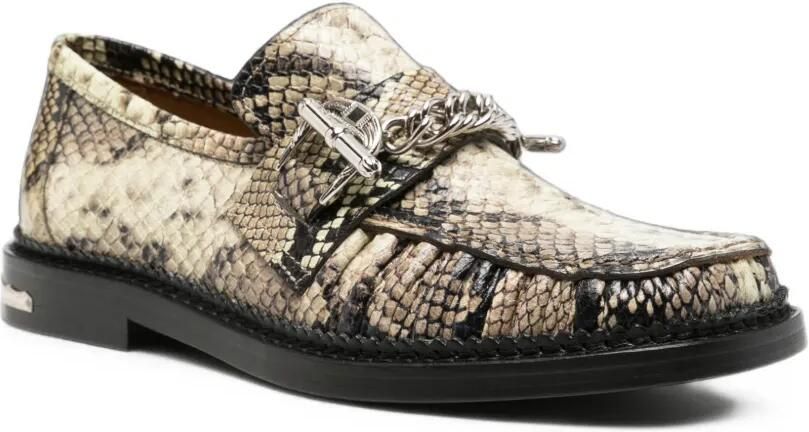 Toga Pulla Loafers met kettingdetail en slangenhuid-effect Beige - Foto 2