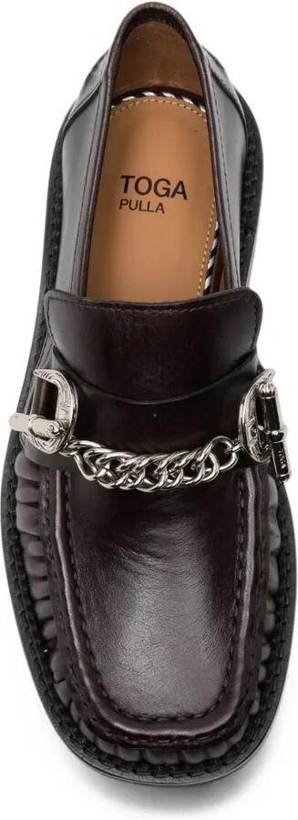 Toga Pulla Loafers verfraaid met ketting en ruches Bruin - Foto 4