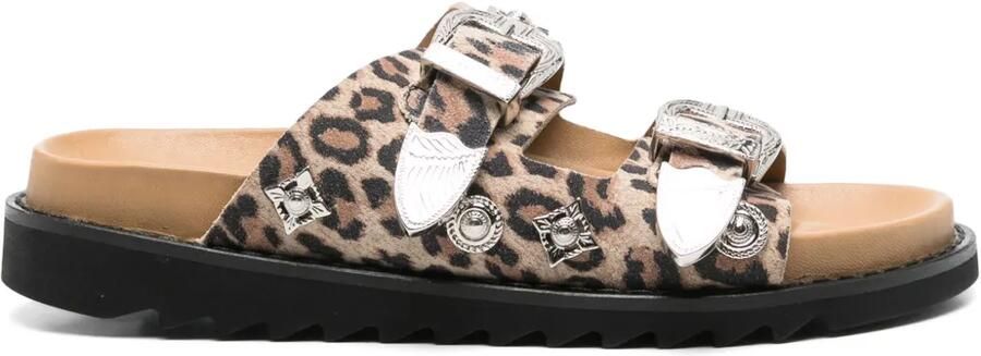 Toga Pulla Sandalen met luipaardprint Bruin