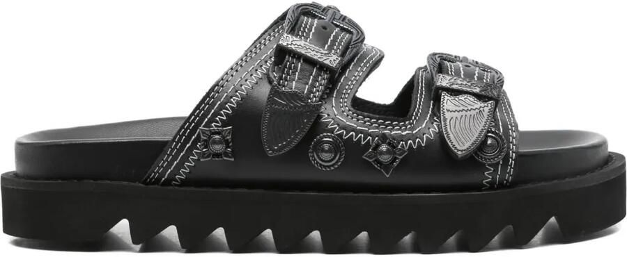Toga Pulla Slippers verfraaid met gesp Zwart