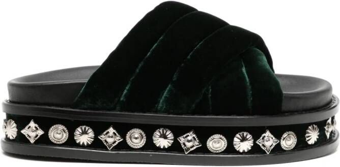 Toga Slippers verfraaid met studs Groen