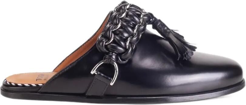 Toga chain-tassel leather loafers Zwart