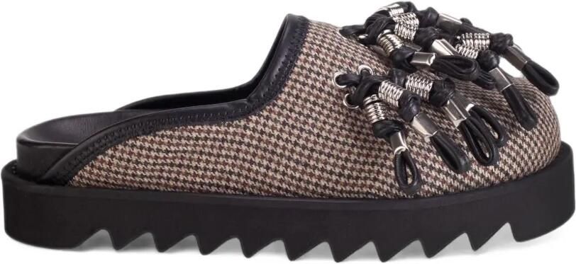 Toga Plaid Industrial tassel platform mules Beige