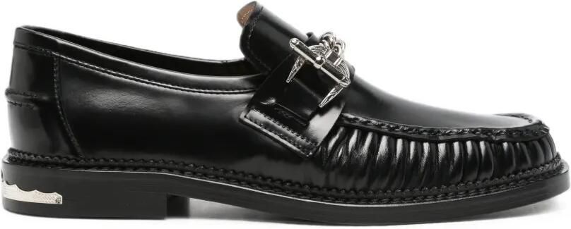Toga Virilis Geplooide leren loafers met verfraaiing Zwart
