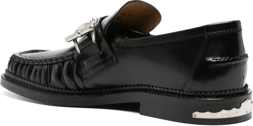 Toga Virilis Geplooide leren loafers met verfraaiing Zwart - Foto 2