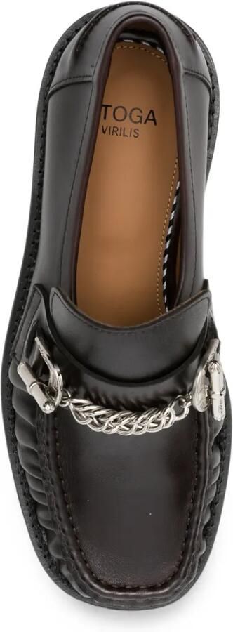 Toga Virilis Leren loafers met ketting en gesp Bruin - Foto 4