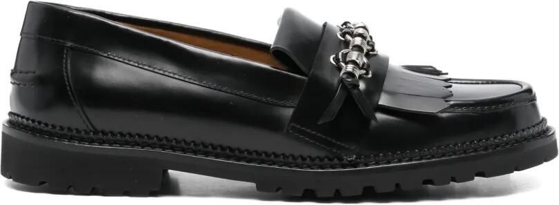 Toga Virilis Leren loafers met kettingkwastje Zwart