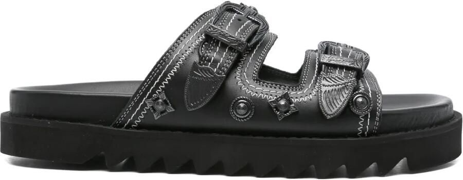 Toga Virilis Leren sandalen verfraaid met gesp Zwart