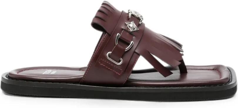 Toga Virilis Sandalen met vierkante neus en franje Rood
