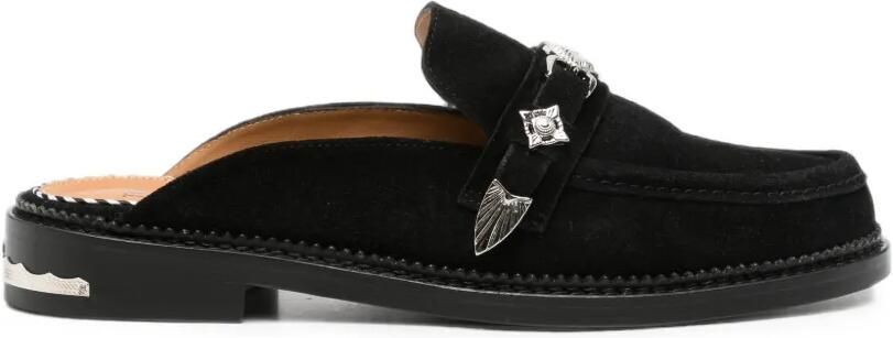 Toga Virilis Suède sandalen met western-hardware Zwart