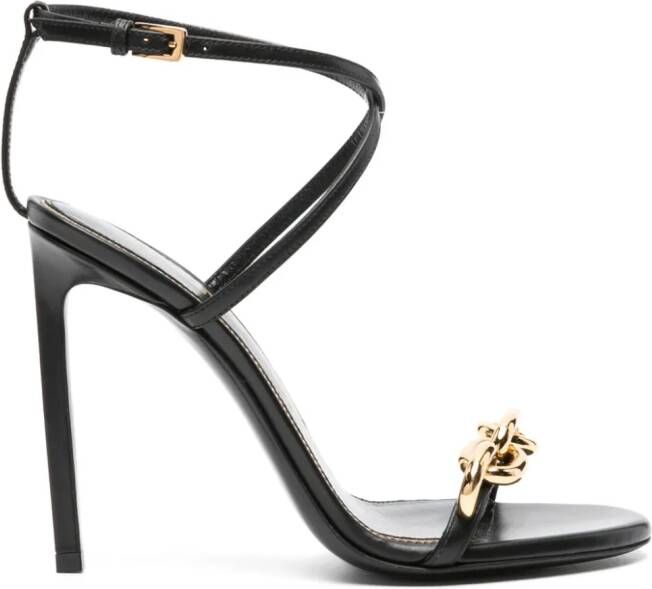 TOM FORD 105mm leren sandalen met kettingdetail Zwart