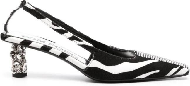 TOM FORD Slingback pumps met zebraprint Zwart