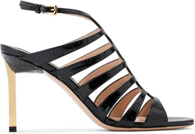 TOM FORD 85 mm sandalen met krokodillen-reliëf Zwart