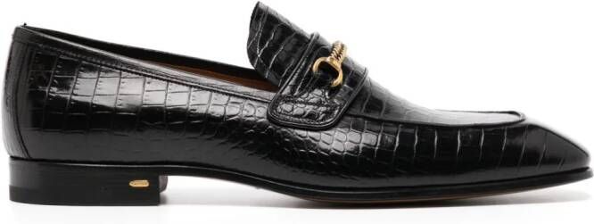 TOM FORD Loafers met krokodillenleer-reliëf Zwart