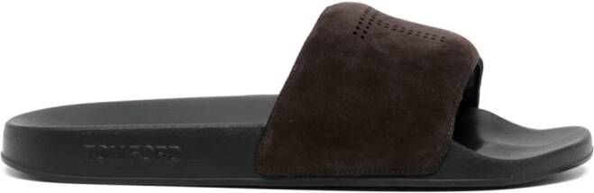 TOM FORD Suède slippers Bruin