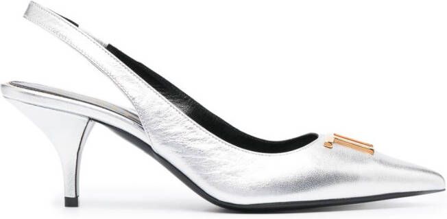 TOM FORD Slingback pumps met logoplakkaat Zilver