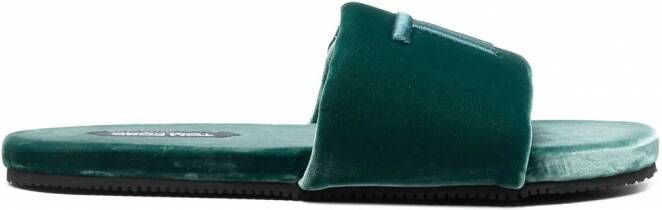 TOM FORD Fluwelen slippers met monogram Groen