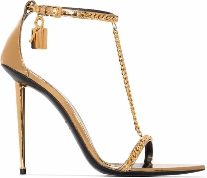 TOM FORD Stiletto sandalen met schakelketting Goud