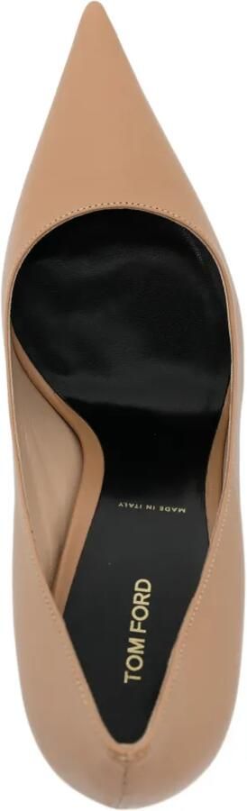 TOM FORD 105 mm pumps met bewerkte hak en puntige neus Beige - Foto 3