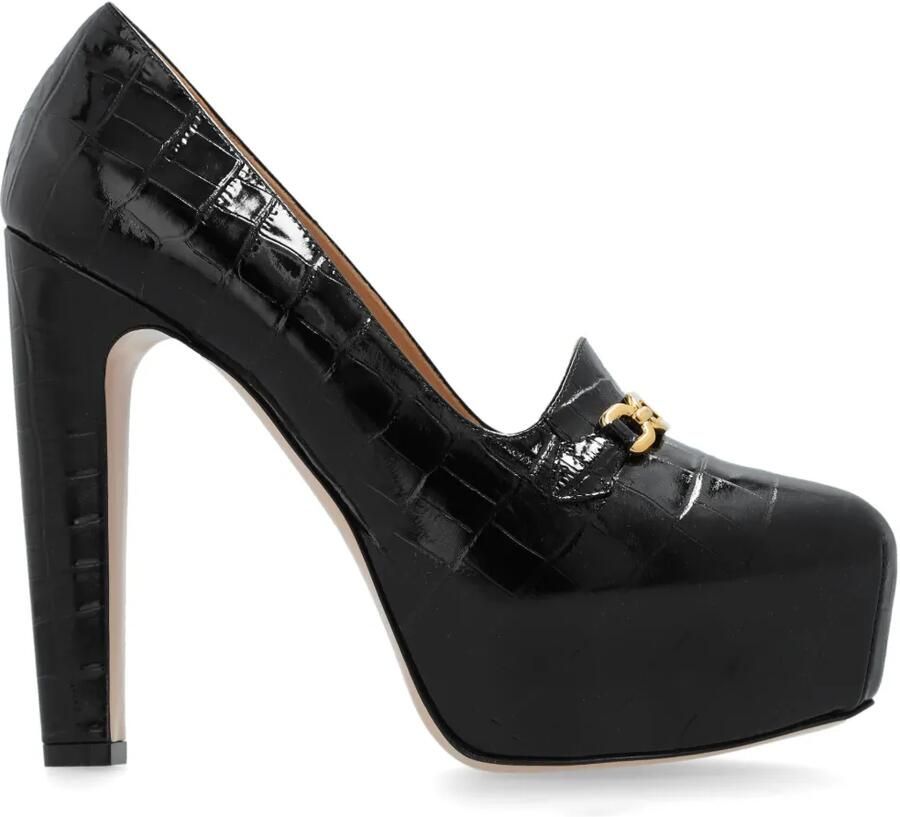 TOM FORD 135 mm Whitney glanzende leren pumps met plateauzool en krokodillen-reliëf Zwart