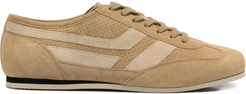 TOM FORD Brook geperforeerde suède sneakers Beige
