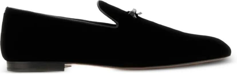 TOM FORD Fluwelen loafers met strikdetail Zwart