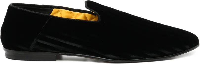 TOM FORD Gestreepte fluwelen loafers Zwart