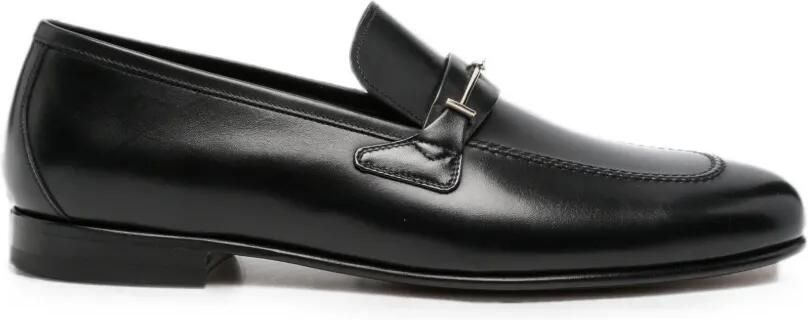 TOM FORD Gepolijste leren Gigi loafers met dubbele T-hardware Zwart