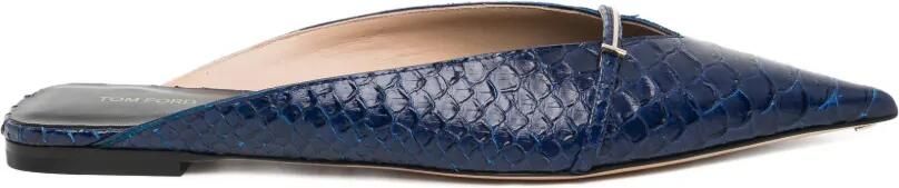 TOM FORD Julianne semi-glanzende muiltjes met python-print Blauw