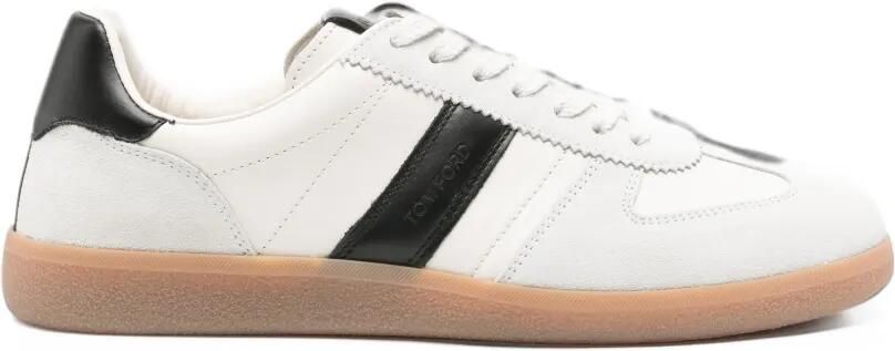 TOM FORD leather suede-panel sneakers Wit