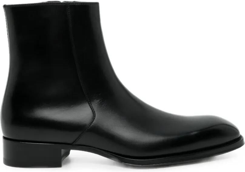 TOM FORD Leren enkellaarzen Zwart