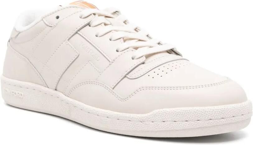 TOM FORD Leren sneakers met logo-reliëf Wit - Foto 3