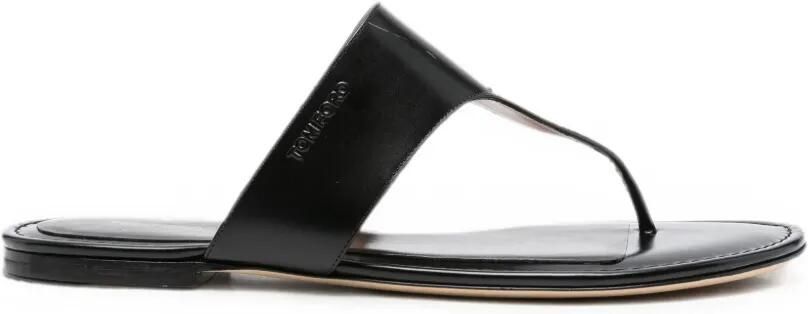 TOM FORD Lina platte leren sandalen met teenbandje Zwart