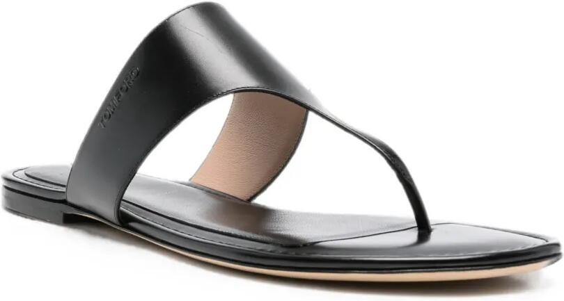 TOM FORD Lina platte leren sandalen met teenbandje Zwart - Foto 2