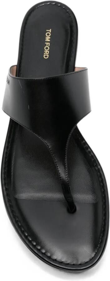TOM FORD Lina platte leren sandalen met teenbandje Zwart - Foto 4