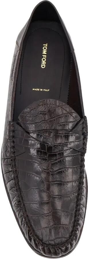 TOM FORD Sebastian loafers met alligator-print Bruin - Foto 4