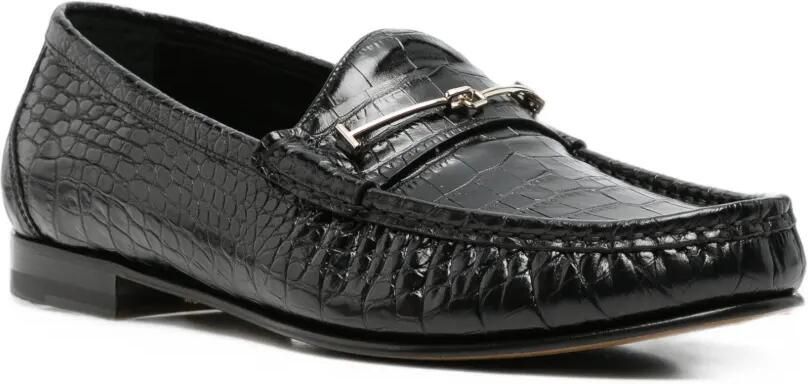 TOM FORD Loafers met krokodillen-reliëf en T-bandje Zwart