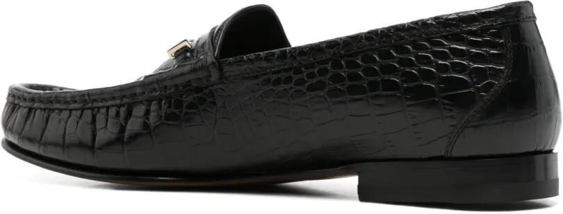 TOM FORD Loafers met krokodillen-reliëf en T-bandje Zwart - Foto 2