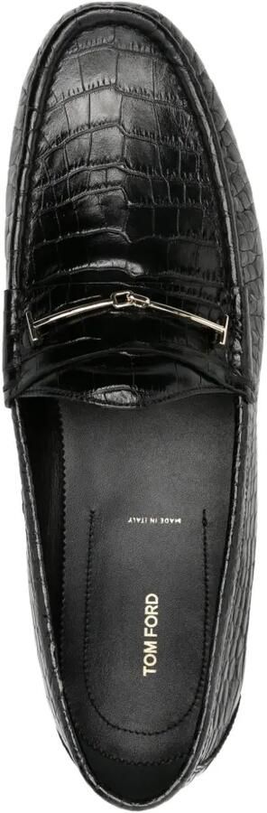 TOM FORD Loafers met krokodillen-reliëf en T-bandje Zwart - Foto 3