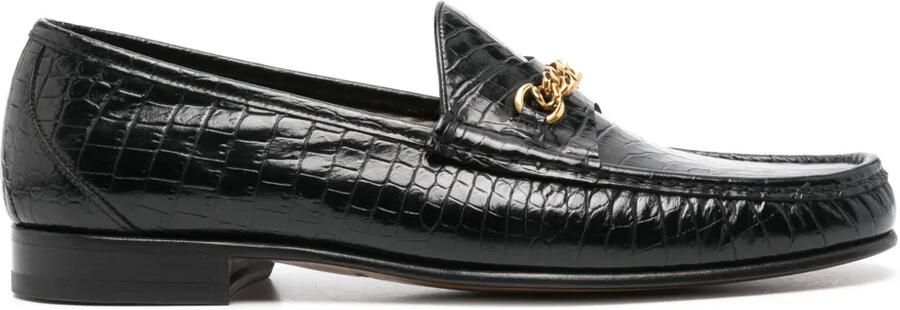 TOM FORD Loafers met krokodillen-reliëf Zwart