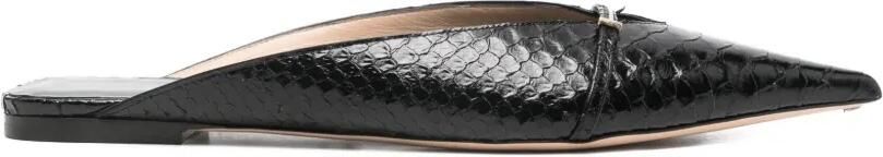 TOM FORD Muiltjes met python-effect en puntige neus Zwart