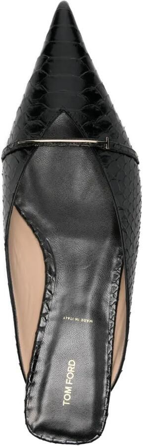 TOM FORD Muiltjes met python-effect en puntige neus Zwart - Foto 2