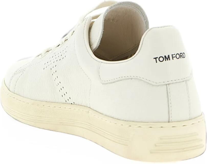 TOM FORD perforated-logo leather sneakers Wit - Foto 3
