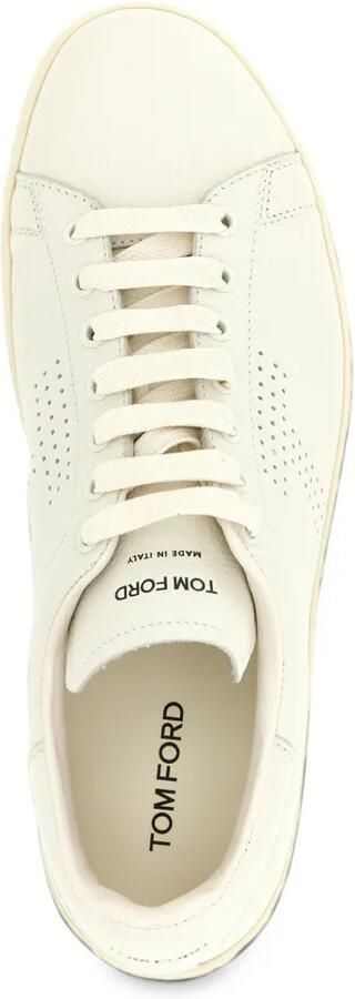 TOM FORD perforated-logo leather sneakers Wit - Foto 4