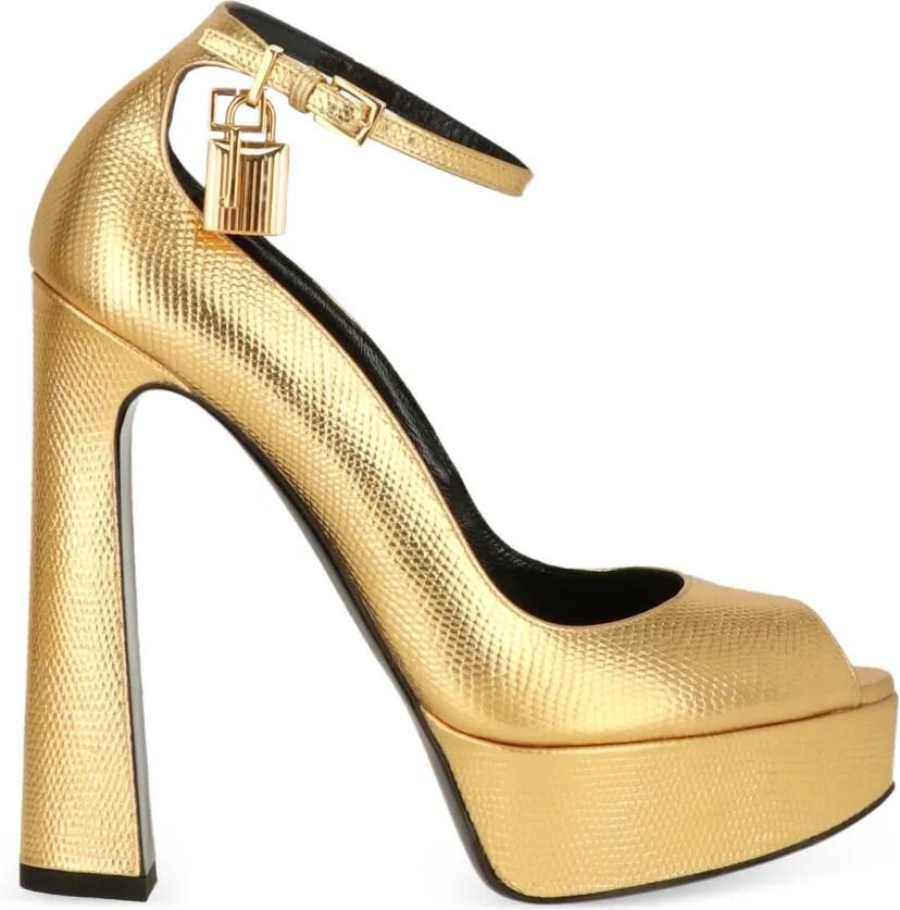 TOM FORD Pumps met open neus plateauzool en hangslot Goud