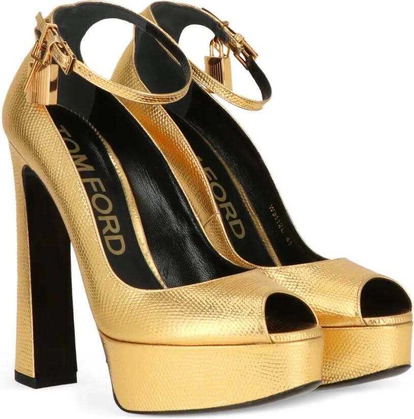 TOM FORD Pumps met open neus plateauzool en hangslot Goud - Foto 2