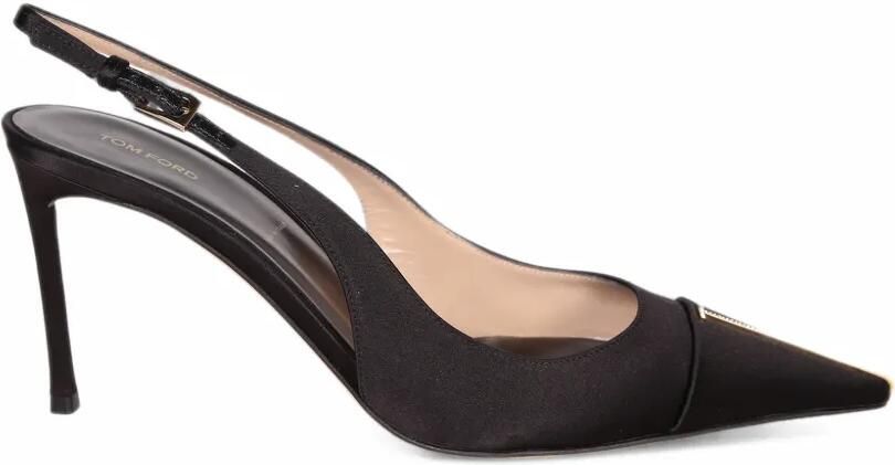 TOM FORD satin and crystal Thea slingback pumps Zwart