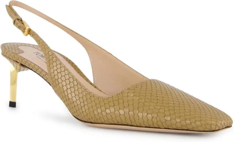 TOM FORD Slingback pumps met slangen-reliëf Beige - Foto 4