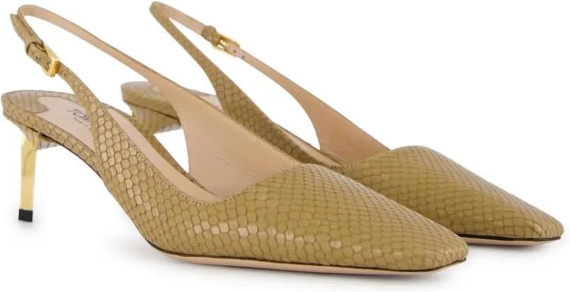 TOM FORD Slingback pumps met slangen-reliëf Beige - Foto 5